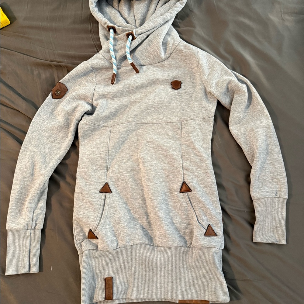 Naketano Light Gray Sweatshirt with Brown Accents